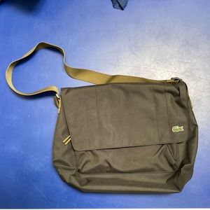 Black Lacoste Computer Bag with Olive Strap